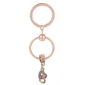 Rose gold heart dreamcatcher keychain with sparkling white rhinestones on snake chain - Pavé Rhinestone Double Heart Style (K25)