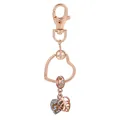 Porte-clés cœur en or rose avec charms cœur en zircon et feuille de monstera - Style Pendentif Feuille de Monstera (K25)