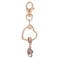 Porte-clés cœur en alliage or rose avec mousqueton et pendentif strass brillant - Style Petit Coeur en Strass (K26)