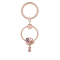 Rose gold dreamcatcher keychain pendant with purple and yellow crystals on snake chain ring - Purple Color Block Flower Style (K26)