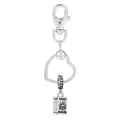 Variante porte-clés argenté avec pendentif livre Happy Birthday et anneau coeur - Style Livre Happy Birthday (K28)