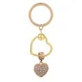 Porte-clés cœur en alliage doré avec cadre torsadé et pendentif en strass étincelant - Or/Or Rose (K30)