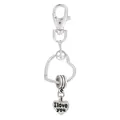 Porte-clés coeur argenté avec gravure I Love You et pendentif fleur de coccinelle - Style Cœur Gravé I Love You (K31)