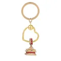 Porte-clés cœur doré en alliage avec un pendentif détaillé de palais traditionnel rouge - Or/Rouge (K32)
