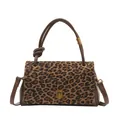 Borsa moda con patta leopardata e pelle marrone dotata di fibbia dorata lucida - Leopardo Marrone