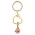 Porte-clés doré en forme de cœur avec pendentif floral or rose et cristal incrusté - Or/Or Rose (K33)