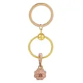 Porte-clés en alliage doré avec pendentif fleur en émail rose et petit cristal jaune au centre - Or/Or Rose (K34)