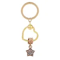 Porte-clés cœur en alliage doré avec pendentif étoile et cristaux scintillants - Or/Or Rose (K35)
