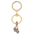 Porte-clés cœur doré avec breloques cadenas rose scintillantes et perles ciselées - Or/Or Rose (K37)