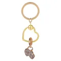 Porte-clés cœur doré avec pendentifs cadenas en cristal pavé et texture métallique torsadée - Or/Or Rose (K38)