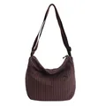 Borsa a tracolla minimalista a quadretti marrone caffè con tracolla in tessuto regolabile - Marrone