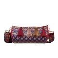 Böhmische gewebte Zylindertasche mit Quasten und Ethno-Schultergurt für Damen - Steuer Nicht Inbegriffen / Rot