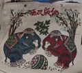 Ethnic canvas tote bag with colorful elephant embroidery and Xishuangbanna text motif - Tax Exclusive / Floral Elephant Style