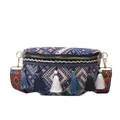 Marsupio etnico blu indaco con nappe bohémien e tracolla colorata intrecciata - Blu Lago