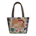 Bolso tote de lona de estilo étnico con estampado de elefante y asas a rayas - Elefante de Colores