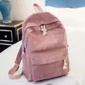 Roze corduroy rugzak voor dames in Harajuku-stijl met voorvak en zijvakken voor school - Roze