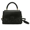 Classic black quilted crossbody bag with stylish woven handles and gold hardware - Black