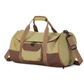 Borsa da fitness patchwork kaki e marrone con tracolla regolabile rimovibile - Cachi