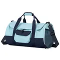 Borsa sportiva bicolore blu con tasche multiple e tracolla regolabile per fitness - Blu