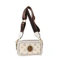 Borsa a tracolla bianca con stampa logo marrone e tracolla larga regolabile - Monogramma Vintage Bianco