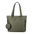 Grande borsa tote in nylon verde oliva da donna con portamonete rotondo staccabile - Verde Militare