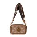 Borsa a tracolla marrone in tessuto jacquard MO con ampia tracolla geometrica - Cachi MO