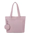 Borsa tote in nylon rosa pallido da donna con portamonete rotondo e tasche laterali - Rosa