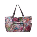 Bolso tote grande de nailon con estampado de cachemira floral y varios bolsillos - Patrón de Cola de Fénix