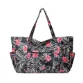 Bolso tote de nailon impermeable con estampado floral tropical rosa y gran capacidad - Floral Tropical