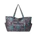 Bolso tote de nailon impermeable con estampado de paisley y múltiples bolsillos - Paisley Negro