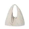 Borsa tote in nylon bianco crema con forma a mezzaluna e ampie tracolle per ufficio - Bianco