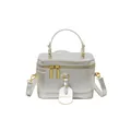 Borsa a scatola argento con finiture dorate e tracolla rimovibile in stile minimalista - Argento