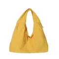 Grande borsa tote gialla in nylon con cerniere laterali funzionali e design minimalista - Giallo