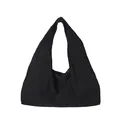 Borsa tote in nylon nero leggero per laptop con tasche con zip nascoste e stile hobo - Nero