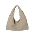 Grande borsa tote in nylon kaki dal design hobo minimalista con tracolla larga - Bianco Sporco