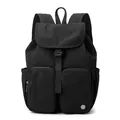 Zaino in nylon nero impermeabile da donna con tasche multiple e un design minimalista - Nero
