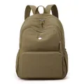 Zaino in nylon verde oliva impermeabile con tasche con cerniera e spallacci larghi - Cachi
