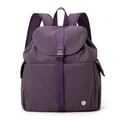 Zaino in nylon viola resistente all'acqua con patta e tasche laterali per donna - Viola Uva