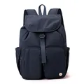 Zaino da donna in nylon blu navy impermeabile con grande capacità e tasche multiple - Blu Denim