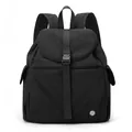Zaino classico in nylon nero resistente all'acqua con patta e grande capacità - Nero