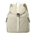 Zaino minimalista in nylon beige resistente all'acqua con fibbie e cinghie - Bianco Sporco