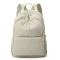 Zaino minimalista in nylon beige da donna con grande capacità e tessuto impermeabile - Bianco Sporco