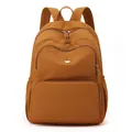 Zaino da donna minimalista color cammello in nylon con tasche multiple e tessuto forte - Arancione Zucca