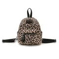 Mini sac à dos léopard pour femme avec bretelles noires et détails métalliques argentés - Noir