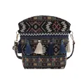 Borsa a secchiello etnica jacquard boho con nappe colorate e tracolla regolabile - Stile 6