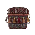 Borsa a secchiello boho in jacquard con nappe colorate e motivo etnico geometrico - Modello 5