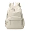 Zaino trapuntato in nylon impermeabile beige crema da donna con tasche laterali - Bianco Crema