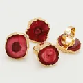Detail of sunflower shaped crystal agate ring with gold plated adjustable band - Sun Flower Natural Stone Style (TGB7525792341) / Orange Red