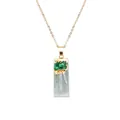 Irregular natural white selenite pendant necklace with green ore and gold-plated trim - Green (Pendant Only Without Chain)