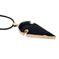 Colgante de punta de flecha en ágata negra natural con bordes dorados en cordón negro - Negro